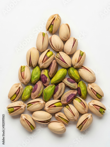 Wallpaper Mural Pistachio nuts in shells and kernels arranged on a white background, overhead view isolated on white background Torontodigital.ca