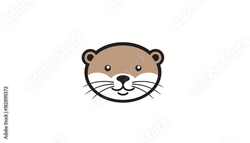 A cute and simple cartoon illustration of an otter's head on a plain white background.