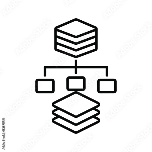 Data structure and organization icon representing database architecture, network, or hierarchical system