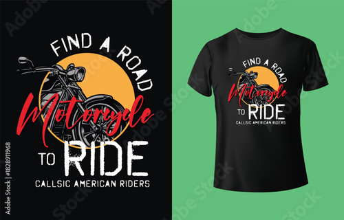 Motorcycle T-Shirt Design – Vintage Bike & “Find a Road to Ride” Quote