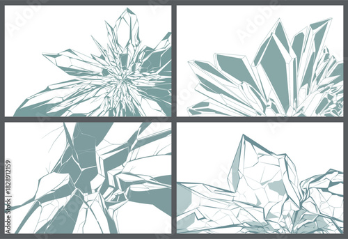 Glacial Ice Crystals Geometric Abstract Art