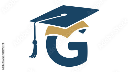 G letter graduation cap symbol