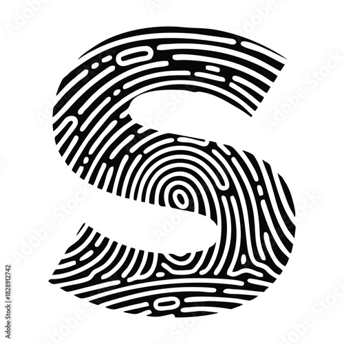 Fingerprint Letter S Unique Identity and Personalization Concept