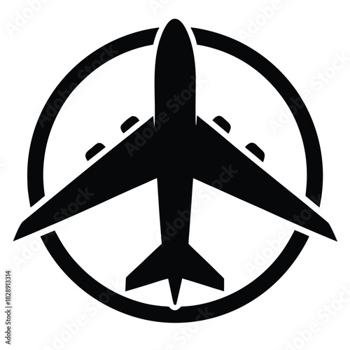 Plane flight travel takeoff silhouette icon on white background
