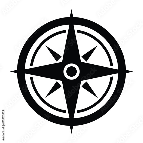 Navigation compass direction route silhouette icon on white background