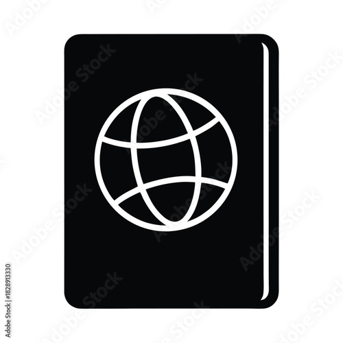 Passport document travel ID silhouette icon on white background