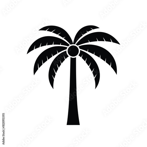 Palm tree silhouette icon on white background