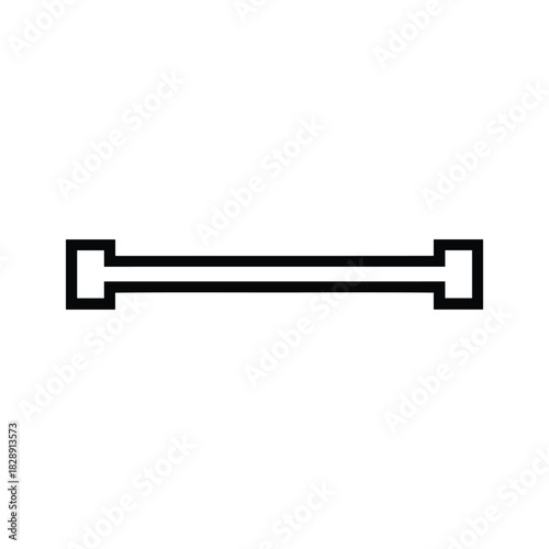 Simple black outline of a horizontal bar with square ends, isolated on
