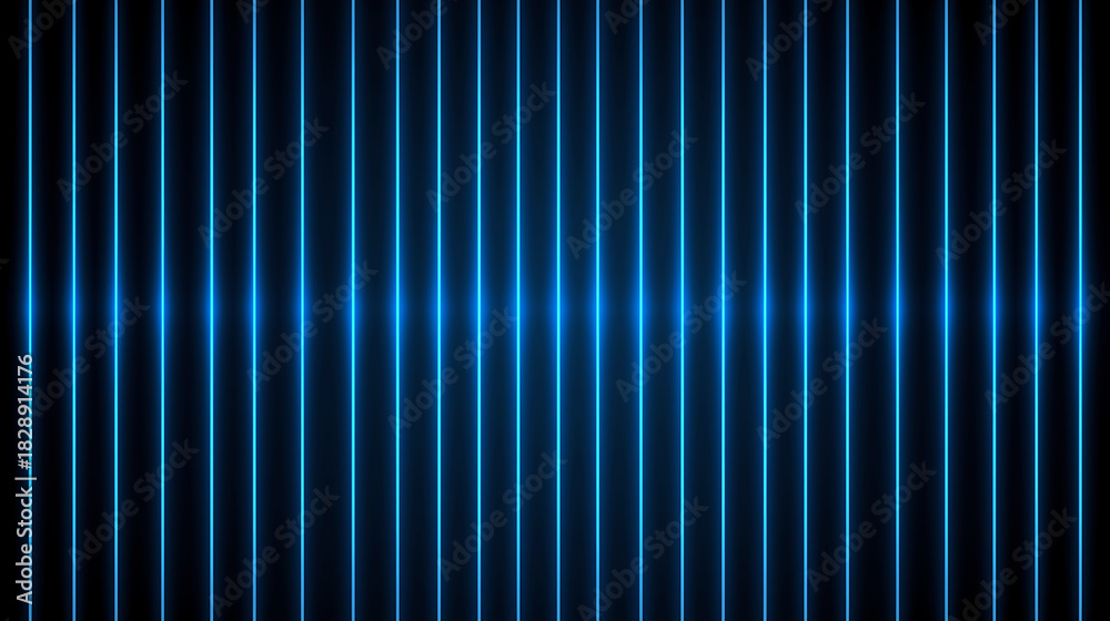 Fototapeta premium Neon Blue Vertical Lines on Black Background Futuristic Technology and Modern Design Aesthetic