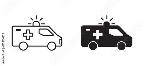 Ambulance icon. emergency medical vehicle icon. ambulance icon for healthcare and medical services. medical aid emergency transport sign. png and vector.