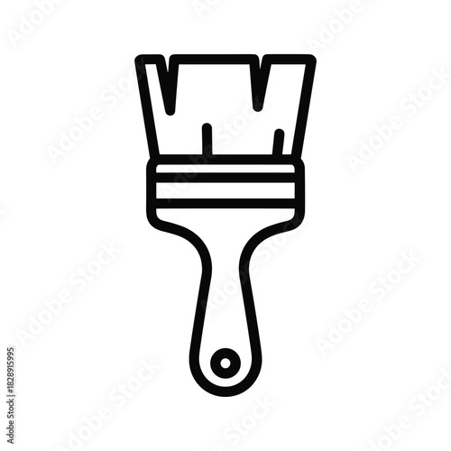Minimalist black outline paintbrush icon for art, painting, and creative design projects isolated on