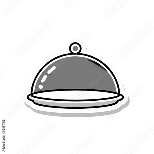 Simple Covered Dish Vector Art Minimalist Clean Sticker Style 2D Pure White Background Flat Graphic