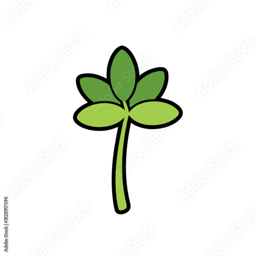 Simplified Cartoonish Flat Vector Art Of A Green Tree With Leafy Masses And A Thick Trunk On A Black Background