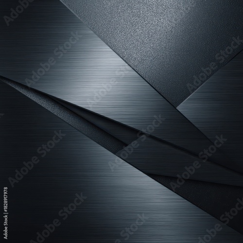Abstract Metallic Layers - Dark Blue, Geometric Shapes, Modern Design, Industrial Texture, Dynamic Composition.