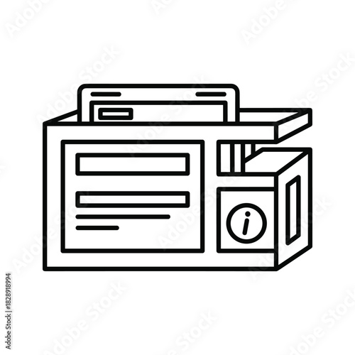 Information kiosk icon for selfservice, customer support, and digital interaction