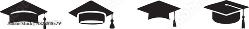 Graduation caps icon Set, A symbolic collection of graduation caps, representing the achievement of educational milestones and the pursuit of knowledge. Vector illustration !