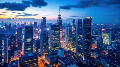 Wallpaper Mural Cityscape at Night: Illuminated Skyscrapers and Urban Skyline Torontodigital.ca