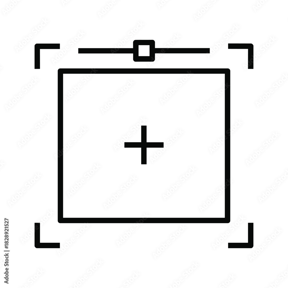 Fototapeta premium Crop and resize tool icon with a plus sign inside a square frame, representing image editing functions