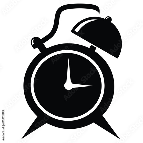 Alarm Clock Icon, Vintage Clock Symbol, Time Management Clock Vector