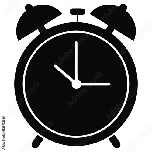 Classic Alarm Clock Illustration, Retro Time Reminder Graphic, Simple Wake Up Icon