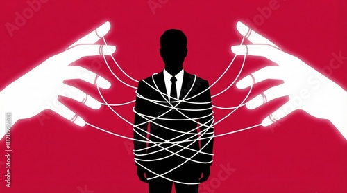 Wallpaper Mural Figure Tied With Strings Indicating Control And Manipulation Torontodigital.ca