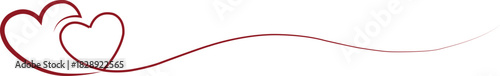 Twin hearts with flowing line on a white background