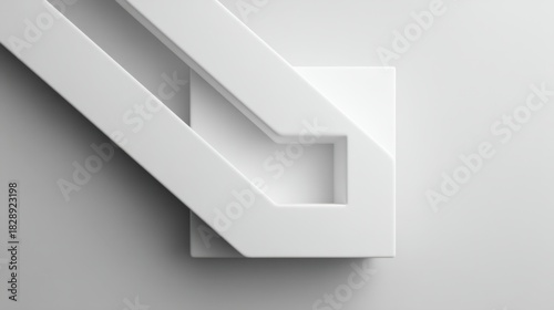 Minimalist White Geometric Design with Angular Shapes and Smooth Surface Offering Modern Aesthetic for Contemporary Interior and Graphic Use