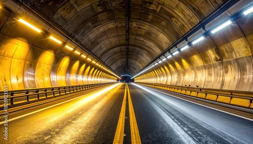 Tunnel highway night traffic