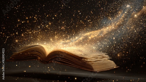 An Ancient Tome Unleashes a River of Golden Magic and Starlight into the Darkness.