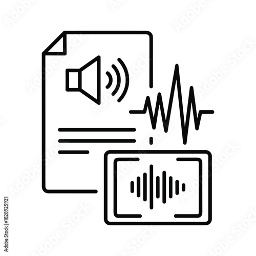 Podcast audio waveform vector for sound recording app icon design template