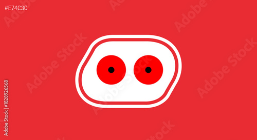 Abstract red and white eye-like symbol set against a vibrant red background evokes simplistic