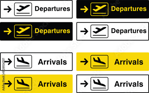 Airport Arrival Sign Vector Icon – Passenger Terminal Direction Symbol, Flight Information Board Pictogram, Travel and Transportation Navigation Illustration, Airport Terminal EPS10