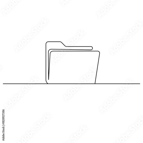 File folder, continuous one-line drawing, minimalist outline vector illustration
