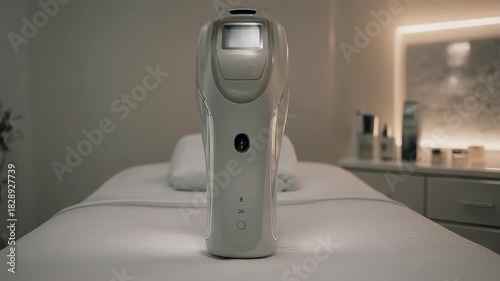 Advanced Skincare Device: Close-Up of Innovative Beauty Technology on Treatment Bed