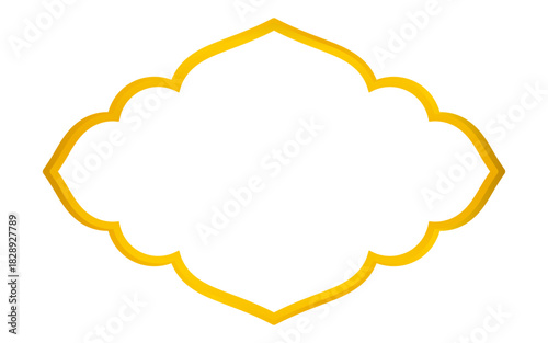 Islamic golden ornamental badge frame – A radiant gold Islamic frame, suited for labels, luxury branding, Ramadan promotions, Eid greetings, and refined religious designs