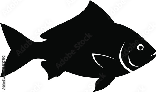 Stylized silhouette of a fish with pointed head, visible eye, and outlined fins for marine and design themes