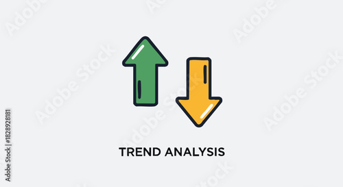 A vector illustration depicts upward and downward arrows, symbolizing trend analysis and market fluctuations, against a clean, light background, ideal for business and financial concepts.