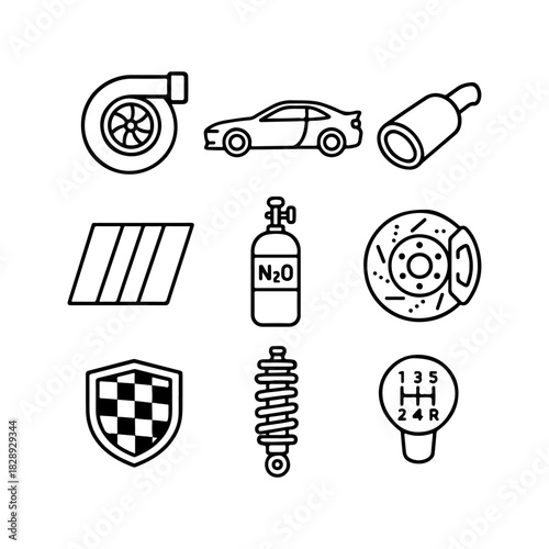 Collection of automotive performance and racing icons