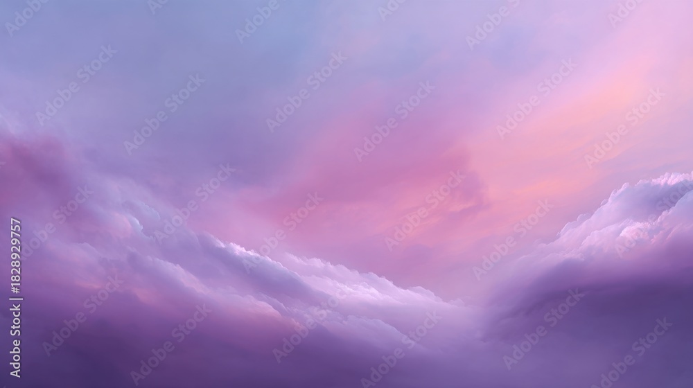 Obraz premium Serene Sunset Sky with Soft Pastel Hues and Wispy Clouds Overhead, Perfect for Tranquil Backgrounds, Relaxation Themes, and Nature Art Projects