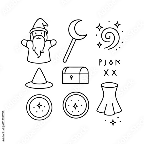 Hand drawn wizardry and magic symbols collection