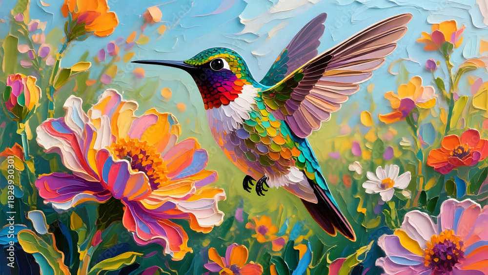 Fototapeta premium Hummingbird and flower