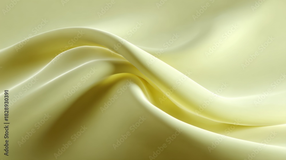 Obraz premium Soft Light Yellow Satin Fabric Texture with Gentle Waves and Flowing Curves for Background or Textile Design Inspirations