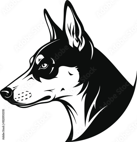 Doberman Pinscher Dog Head Profile Silhouette Vector Illustration for Security Logo, Mascot or Pet Shop Design