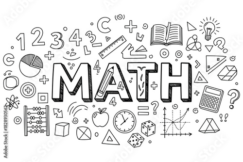 Math doodles: creative hand-drawn symbols and numbers for education