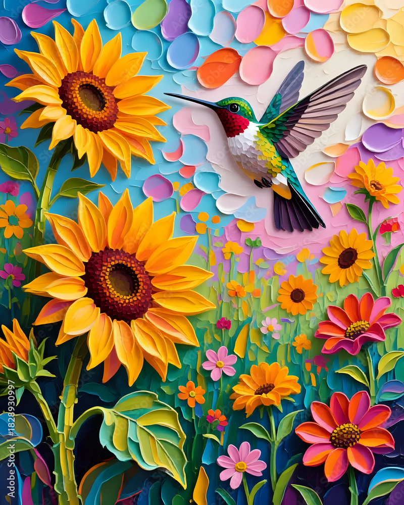 Fototapeta premium Flowers and birds