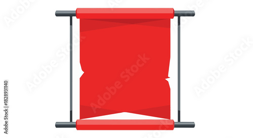 Empty red banner with horizontal bars at the top and bottom, perfect for custom text or graphics