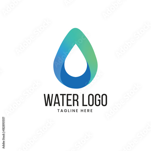 Stylized water droplet shape with a smooth, flowing gradient, symbolizing liquid, purity, or health Vector logo template