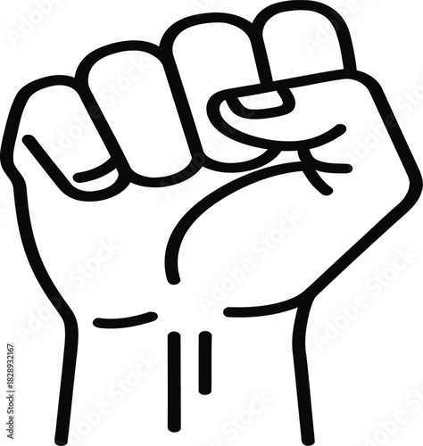 Powerful clenched fist symbol of strength, unity, and resistance