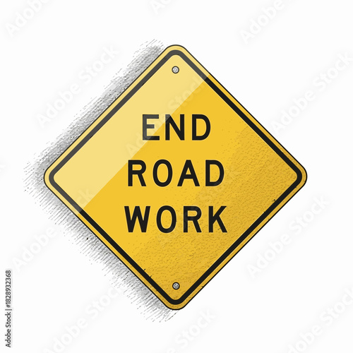 Cautionary signboard indicating the completion of ongoing road repairs