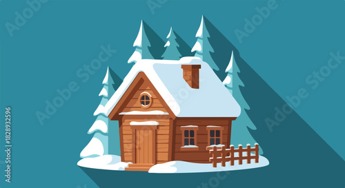 Winter Cabin in Snowy Landscape a peaceful escape from the city. Discover the charm of a cozy retreat, perfect for nature enthusiasts and winter adventures
